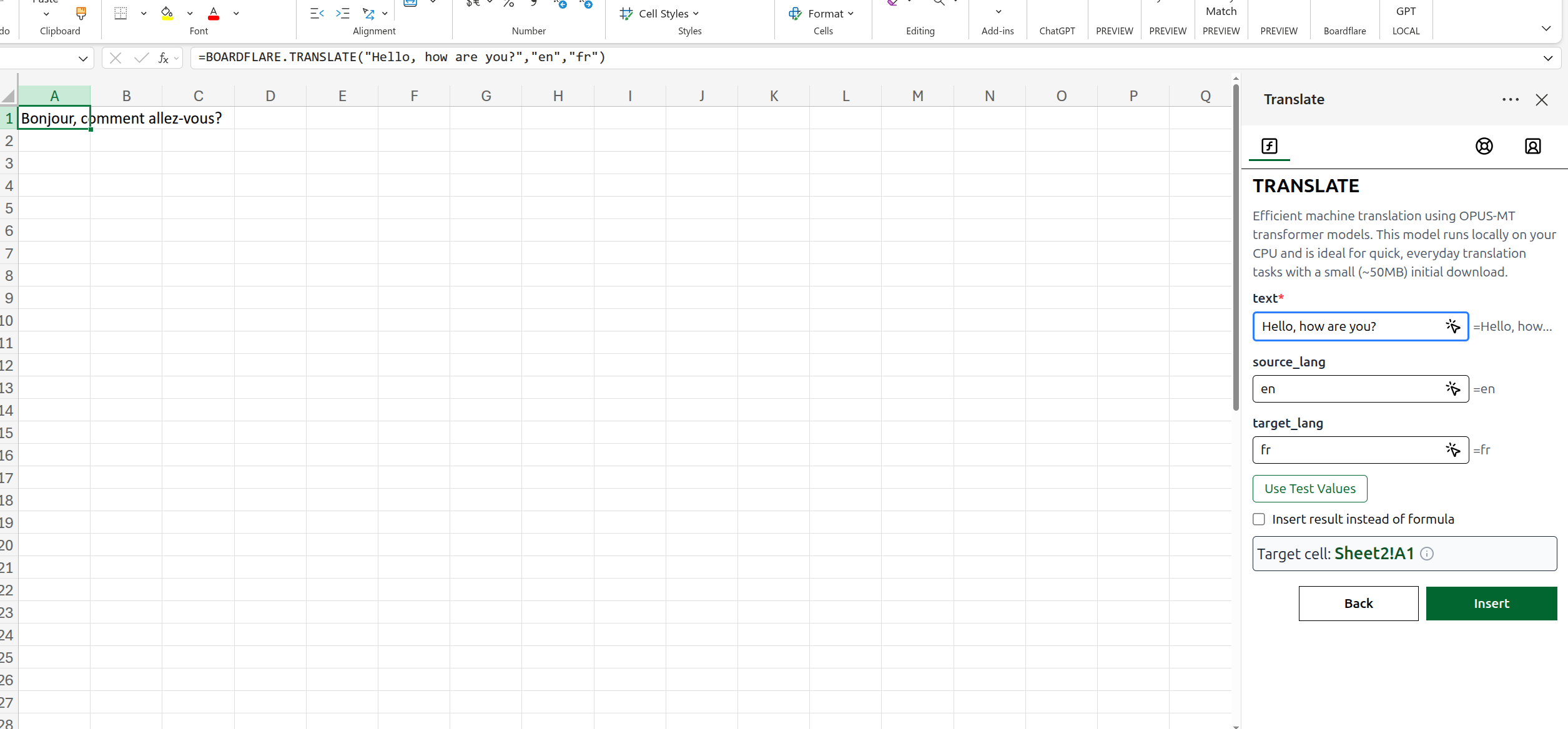 Formula usage in cell