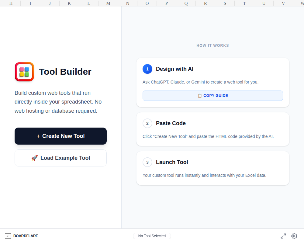 Tool Builder Welcome Screen