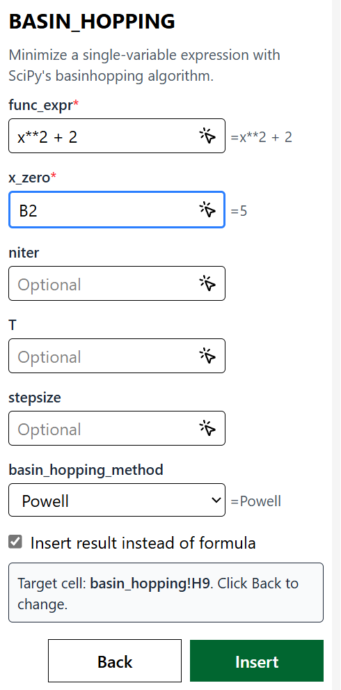 Insert result, not formula